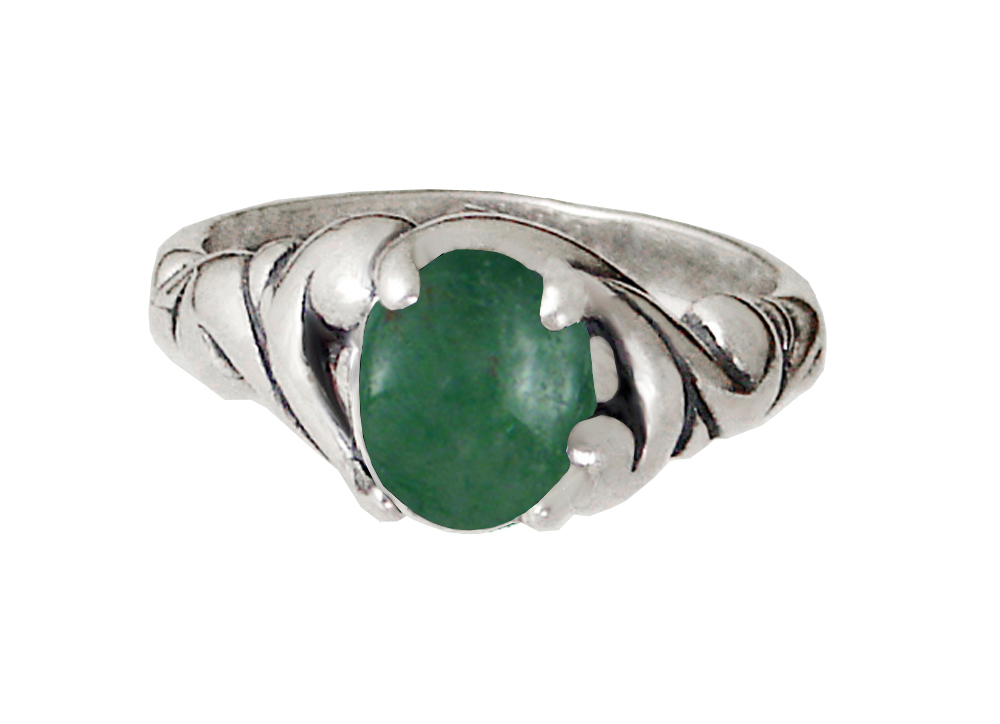 Sterling Silver Gemstone Ring With Jade Size 10